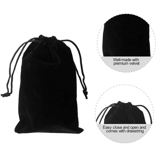 Small Gift Velvet Bags Sets HRX Package 20pcs Velvet Drawstring Bags, 4.7 X 7 inches Velvet Pouches for Jewelry Gift Packaging (Black)