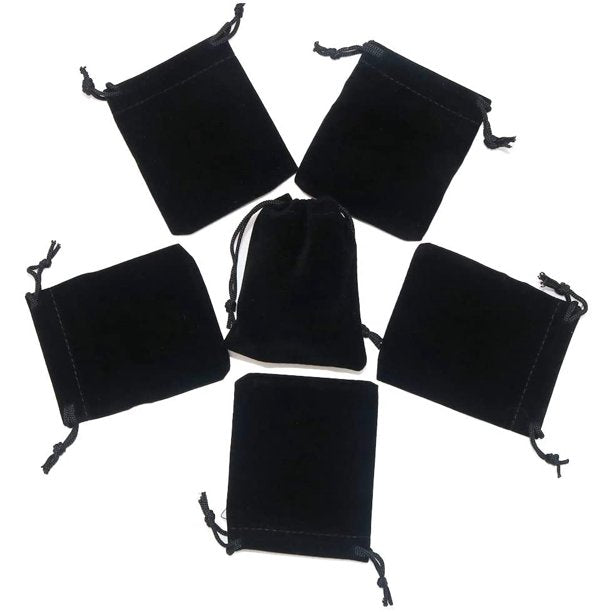 HRX Package Little Velvet Drawstring Pouches, 20pcs Black Velvet Cloth Bags for Jewelry Small Gift (2.8 X 3.6 inches)