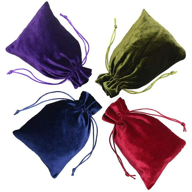 HRX Package Soft Velvet Gift Bags, 5.1x7.8 inch Velvet Drawstring Pouches for Tarot Rune Jewelry Crystal 4 Pack