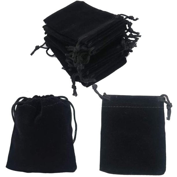 HRX Package Little Velvet Drawstring Pouches, 20pcs Black Velvet Cloth Bags for Jewelry Small Gift (2.8 X 3.6 inches)