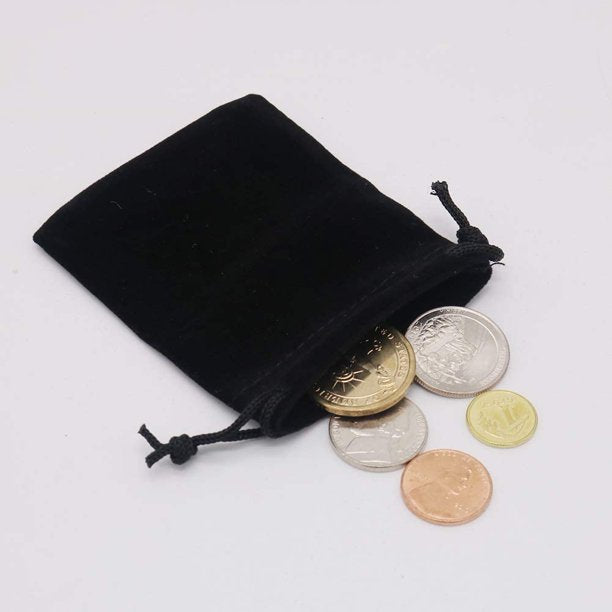 HRX Package Little Velvet Drawstring Pouches, 20pcs Black Velvet Cloth Bags for Jewelry Small Gift (2.8 X 3.6 inches)