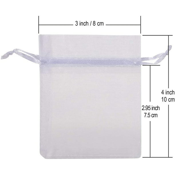 Gift Small Bags 100pcs Organza Jewelry Bags Drawstring 3 x 4 inch, Little Dawstring Gift Bags Pouches Mini Candy Bags for Small Presents Jewelry Earrings White