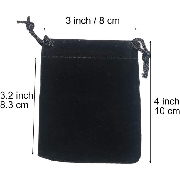 HRX Package Little Velvet Drawstring Pouches, 20pcs Black Velvet Cloth Bags for Jewelry Small Gift (2.8 X 3.6 inches)