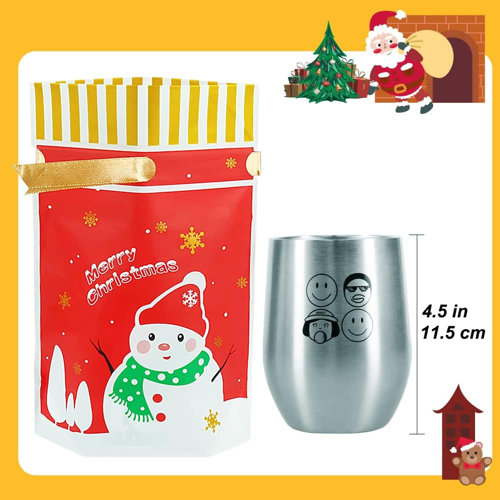 HRX Package 50pcs Christmas Goodie Bags, 5.8x9 inch Drawstring Candy Bags Treat Bags for Food Cookies Gift Giving