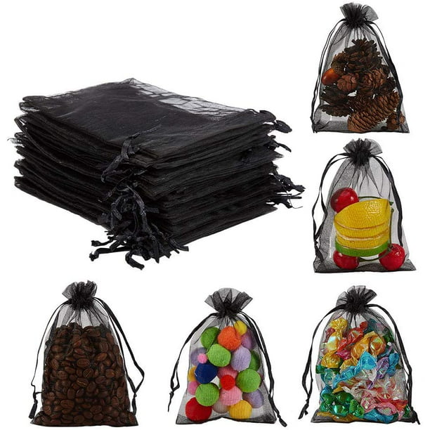 Clearance Organza Bags 100pcs Organza Gift Bags 4 x 6 inches Wedding Christmas Favors Jewelry Pouches(Black)