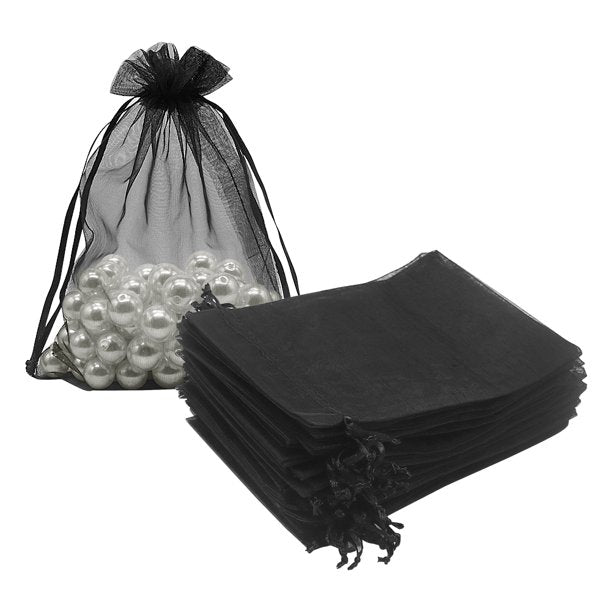 Clearance Organza Bags 100pcs Organza Gift Bags 4 x 6 inches Wedding Christmas Favors Jewelry Pouches(Black)