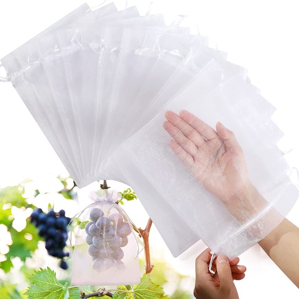 Organza Bags HRX Package 100pcs Sheer Organza Bags White, 6 x 9 inches Christmas Wedding Shower Party Favors Gift Drawstring Bags Large Mesh Jewelry Pouches