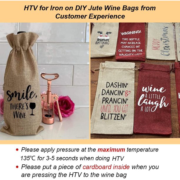 Clearance! 10pcs Jute Wine Bags, 14 x 6 1/4 inches Hessian Wine Bottle Gift Bags with Drawstring (Brown)