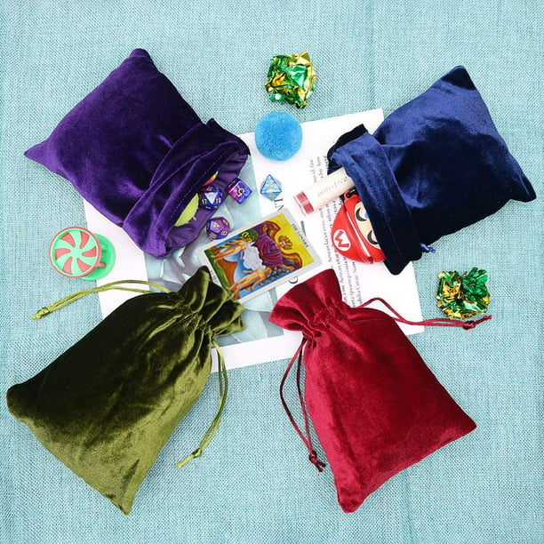 HRX Package Soft Velvet Gift Bags, 5.1x7.8 inch Velvet Drawstring Pouches for Tarot Rune Jewelry Crystal 4 Pack